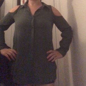 Cold Shoulder Button Up